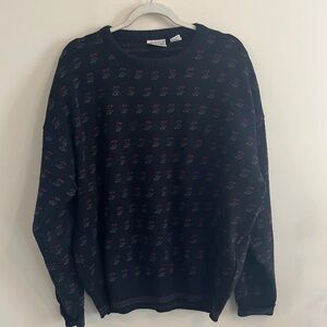 Vintage Wool‎ Sweater Eclectic Grandpa Geometric Abstract Retro Italy Fall XL
